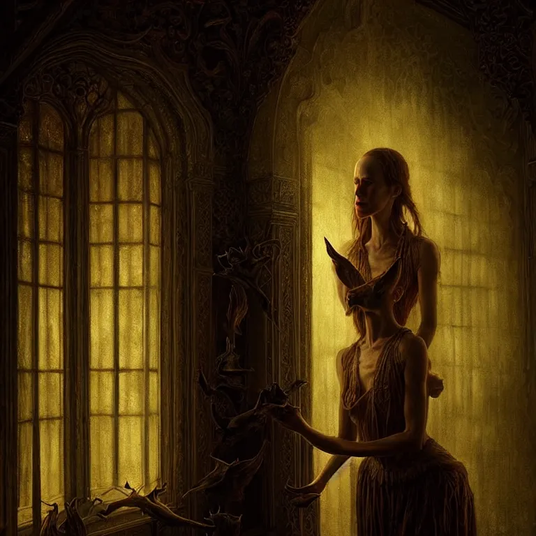 Image similar to epic professional digital art of hungry lindsay, moderate atmospheric lighting, painted, intricate, detailed, foreboding, by leesha hannigan, wayne haag, reyna rochin, ignacio fernandez rios, mark ryden, iris van herpen,, epic, stunning, gorgeous, much wow, cinematic, masterpiece.