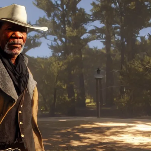 Prompt: Morgan Freeman in red dead redemption 2 4k detail