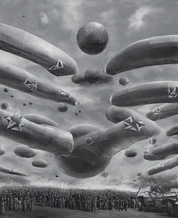 Image similar to nazi ufos by denys tsiperko and bogdan rezunenko, hyperrealism