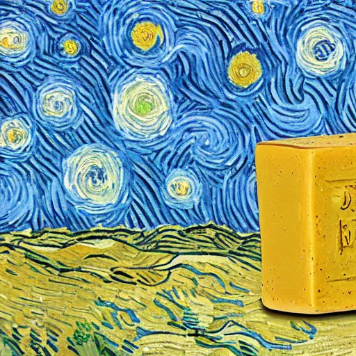 Prompt: illustration of a bar of soap in the style of van gogh