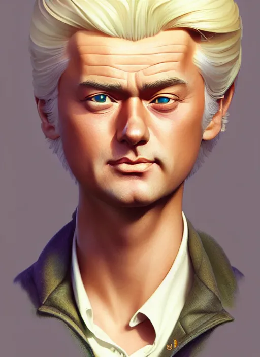 Image similar to cute geert wilders, natural lighting, path traced, highly detailed, high quality, digital painting, by don bluth and ross tran and studio ghibli and alphonse mucha, artgerm