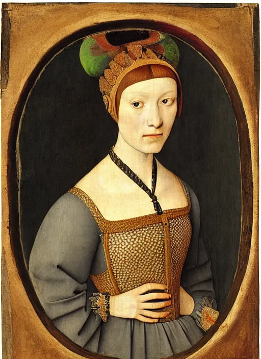 Prompt: portrait of young woman in renaissance dress and renaissance headdress, art by pieter bruegel the elder