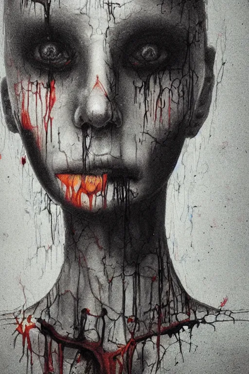 Prompt: crayon cartoon grunge portrait of a creepy horror nurse girl . intricate abstract. intricate artwork. nightmare fuel. terrifying. by zdzisław Beksiński, wlop, dan mumford , trending on artstation, greg rutkowski very coherent symmetrical artwork. cinematic, hyper realism, high detail, octane render, 8k