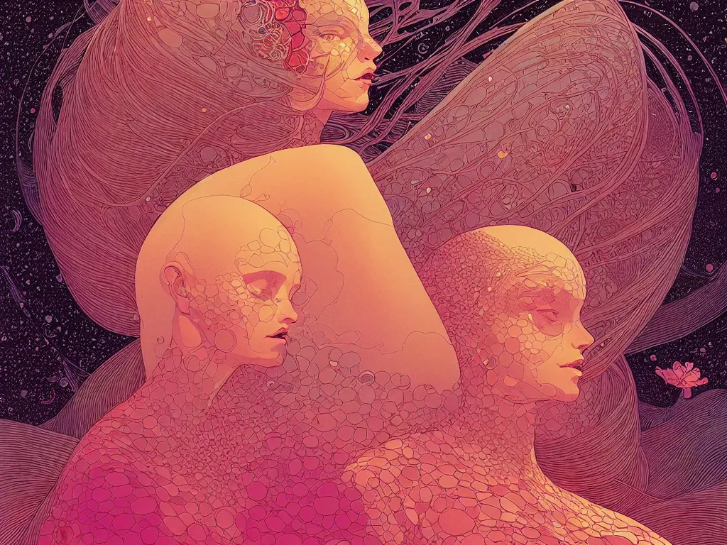 Image similar to beautiful woman by moebius, victo ngai, josan gonzalez, kilian eng