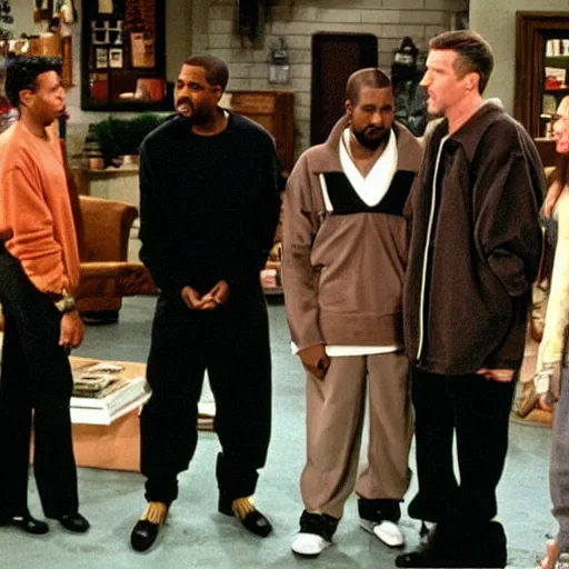 Image similar to Kanye West playing a guest role on Friends, 1998, sitcom, vhs tape