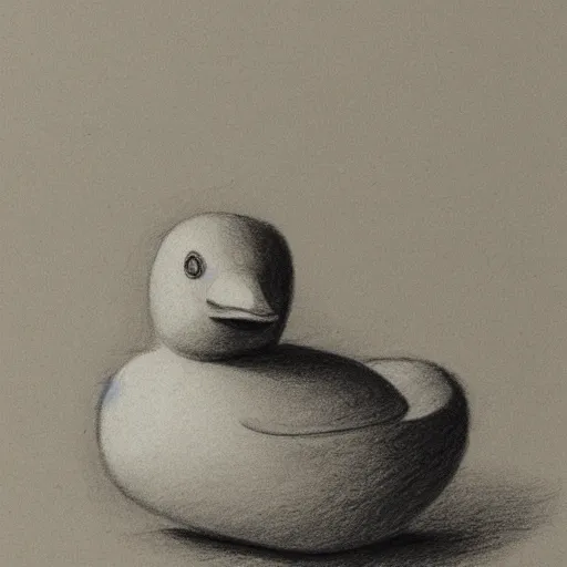 Image similar to pencil drawing of a rubber ducky in the style of Jean-Auguste-Dominique Ingres, very detailed