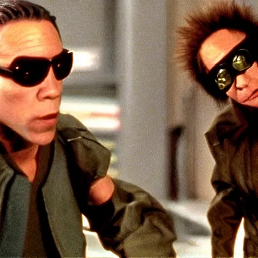 Prompt: alf in the matrix, film still