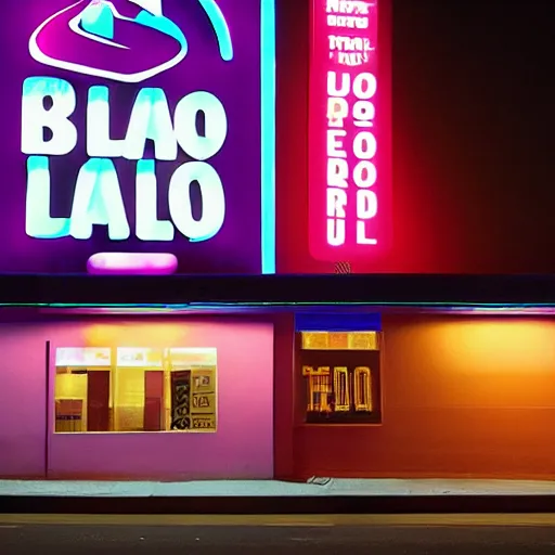 Prompt: Taco Bell in the style of Blade Runner 2049, liminal space