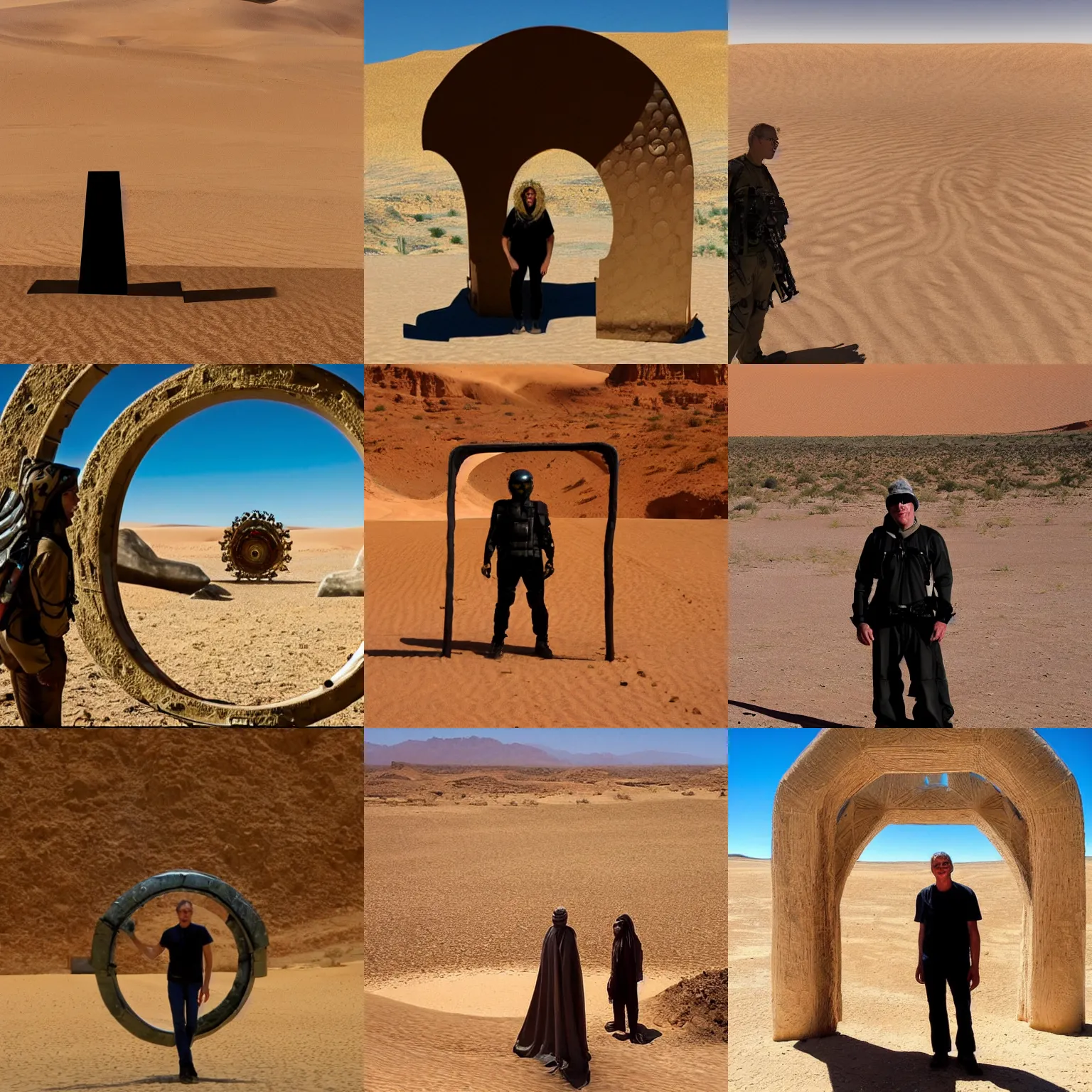 Prompt: stargate standing in desert