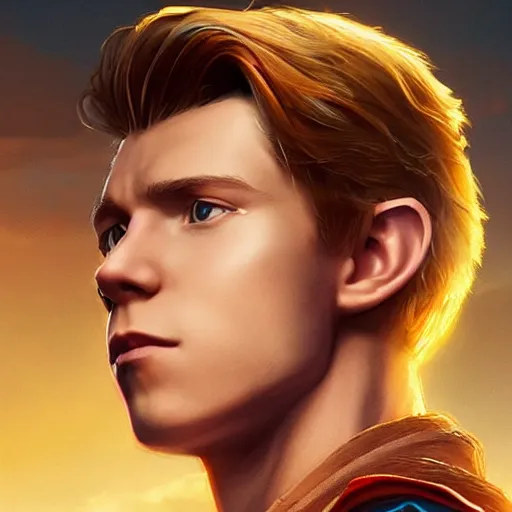 Image similar to Link The movie,live action,played by Tom Holland, blonde hair,detailed 8k,in the style of a movie poster,medium shot,by rossdraws and greg rutkowski