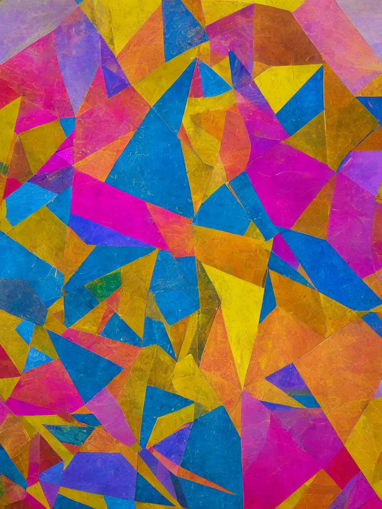 Prompt: abstract colorful geometric sculpture with gold plated details, field of depth