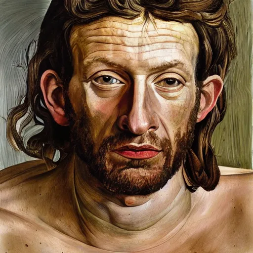 Prompt: high quality high detail painting by lucian freud, hd, portrait of jesus