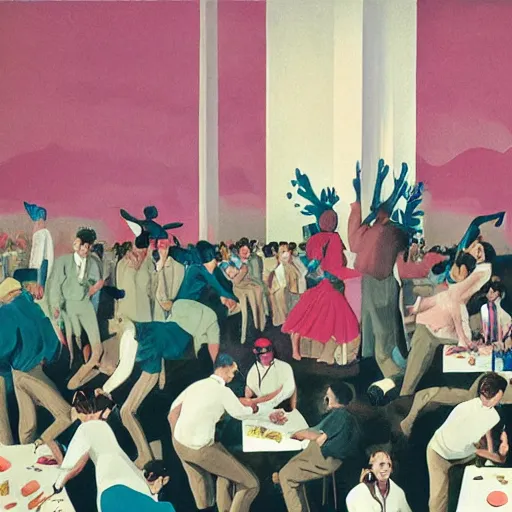 Image similar to having a cool party birthday party, painting by neo rauch, highly detailed