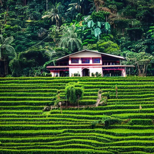 Image similar to a photo of a guatemalan coffee plantation house, detailed photography