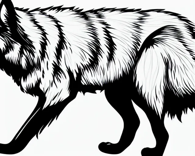 Image similar to professional digital art of a full-body outline of a wolf, very simple, no color, white background, high quality, HD, 8K,