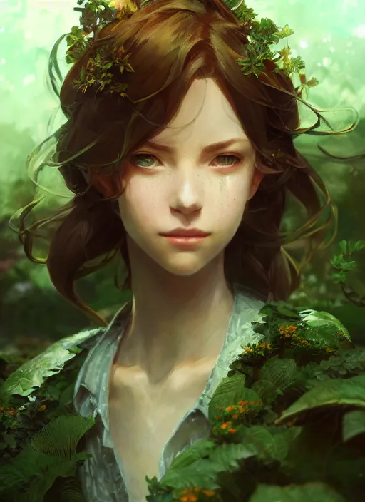 Image similar to a portrait of the emerald herald in the garden, intricate, tone mapped, ambient lighting, highly detailed, digital painting, artstation, concept art, sharp focus, by makoto shinkai and akihiko yoshida and hidari and wlop