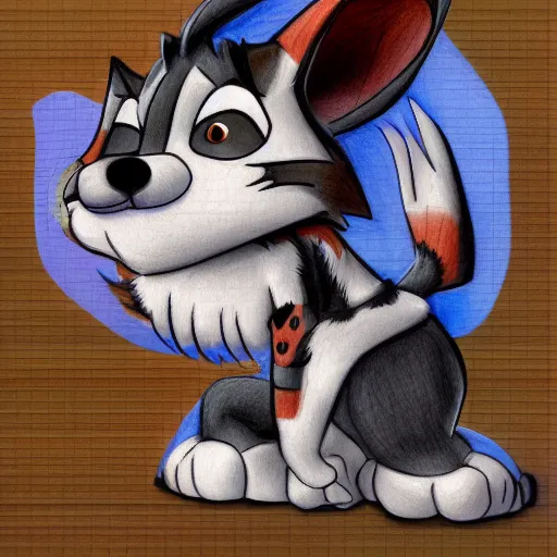 Image similar to colored Pencil drawing of cartoon furry character, highly detailed