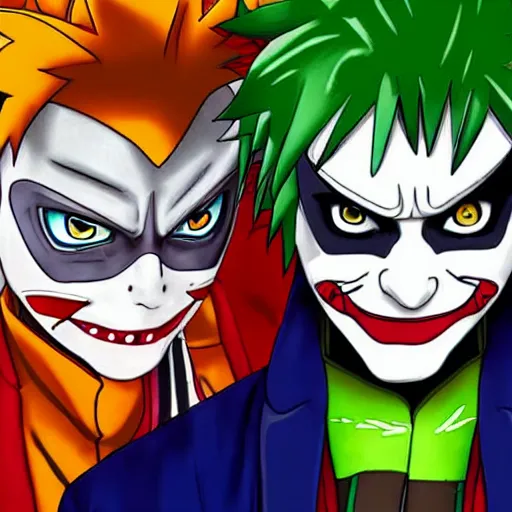 Prompt: Joker looks like Naruto, Joker as Naruto, high quality art