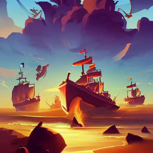 Image similar to painting treasure on sea of thieves game smooth median photoshop filter cutout vector, behance hd by jesper ejsing, by rhads, makoto shinkai and lois van baarle, ilya kuvshinov, rossdraws global illumination