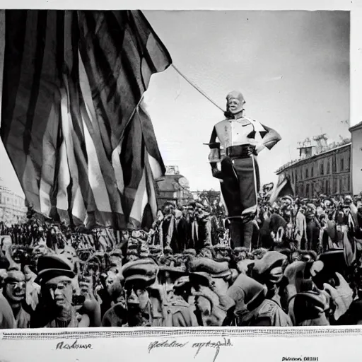 Image similar to Mussolini at the gay pride, photograph, hyper detailed, award winning photograph, 8k