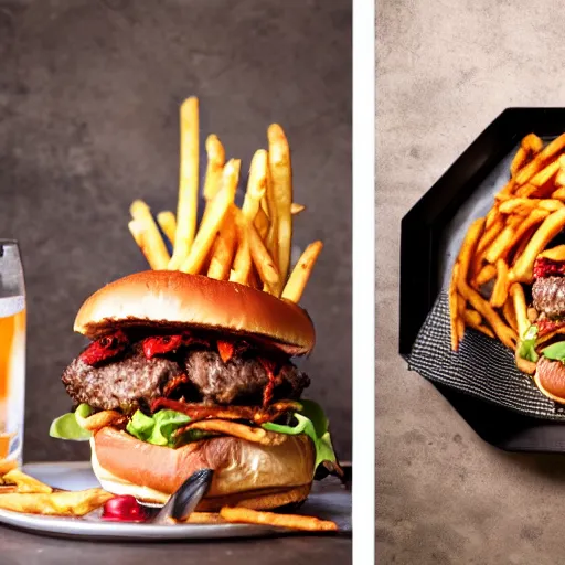 Image similar to kevin bacon portrait eating bacon burger soda fries, award winning food photography