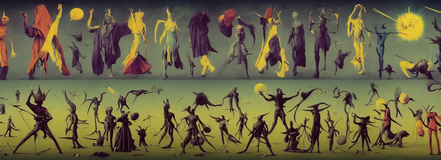 Image similar to full - body surreal colorful celestial rpg character concept art anatomy, action pose, very coherent and colorful high contrast masterpiece by norman rockwell franz sedlacek hieronymus bosch dean ellis simon stalenhag rene magritte gediminas pranckevicius, dark shadows, sunny day, hard lighting, reference sheet white! background