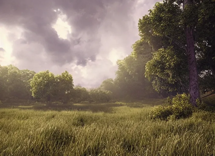 Image similar to “ heaven on earth, paradise, godrays, clouds, octane render, hyper realistic ”