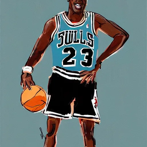 Image similar to Michael Jordan portrait by Ashley Wood