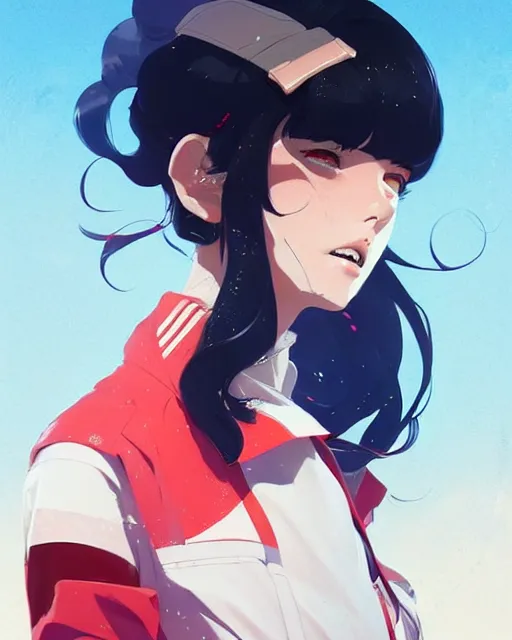 Image similar to a ultradetailed beautiful panting of a stylish woman wearing a sailor uniform, she has black hair, by conrad roset, greg rutkowski and makoto shinkai, trending on artstation