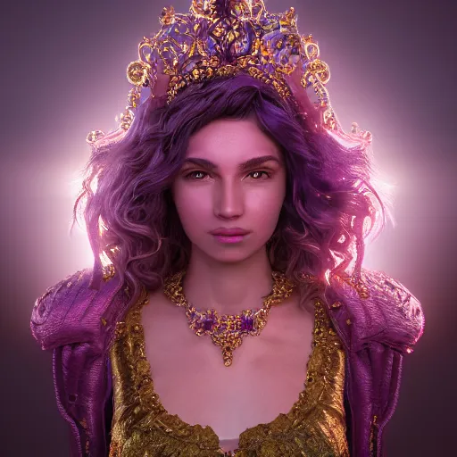 Image similar to portrait of wonderful princess of amethyst with fair skin, ornate 8 k gorgeous intricate detailed, accent lighting, dramatic light, octane render