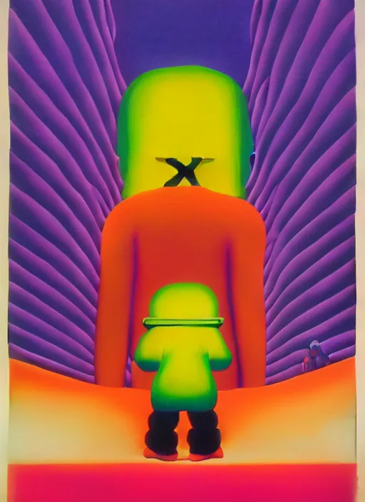 Image similar to the end by shusei nagaoka, kaws, david rudnick, airbrush on canvas, pastell colours, cell shaded, 8 k