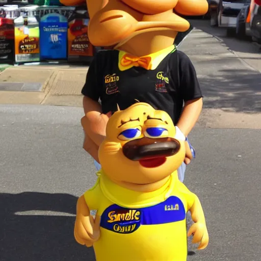 Image similar to garfield, garfield is selling vegemite