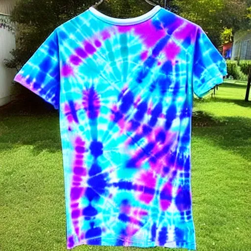 Image similar to A tie-dyed t-shirt with a Kirkland logo