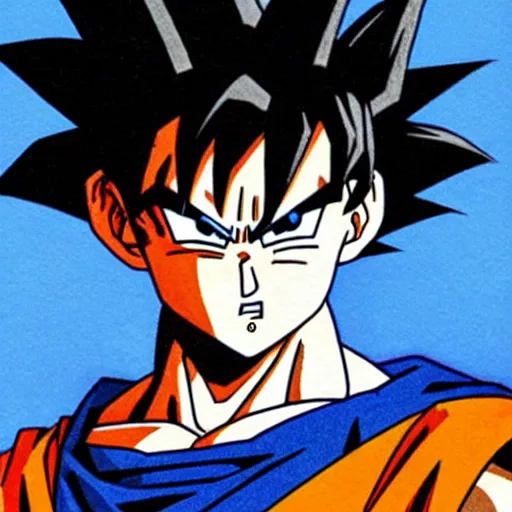 Prompt: manga art of Goku going crazy, rampaging everything, super saiyan black hair, aura, Akira Toriyama