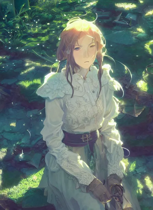 Image similar to a portrait of the emerald herald in the garden, shiny, intricate, tone mapped, ambient lighting, highly detailed, digital painting, concept art, sharp focus, by makoto shinkai and akihiko yoshida and hidari and wlop