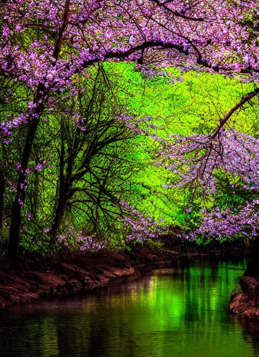 Image similar to beautiful spring season photography trees and river award winning cinematography