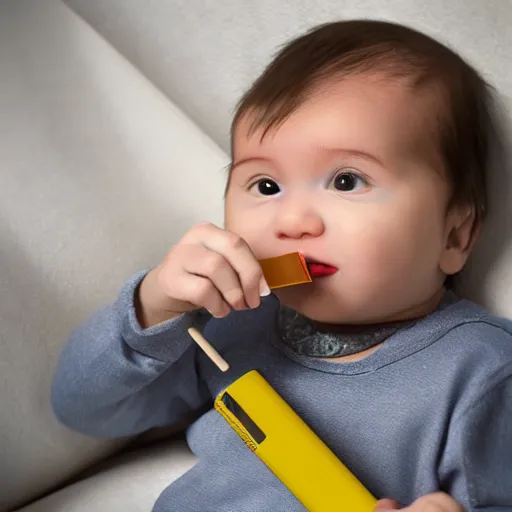 Image similar to baby with a juul