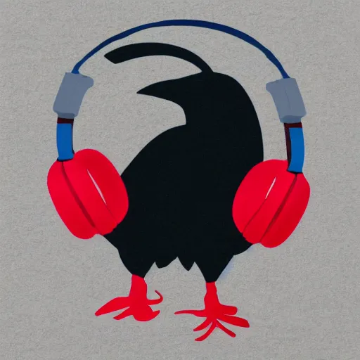 Image similar to crow in red headphones