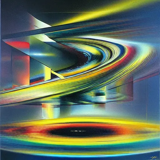 Image similar to abstract art representing momentum, oil painting by john berkey and gabriel dawe, masterwork