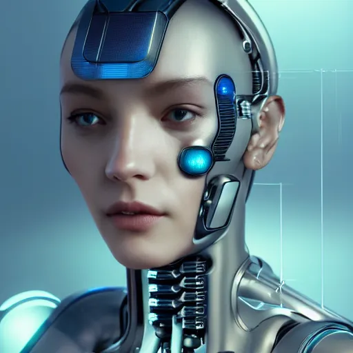 Image similar to Perfectly-Centered Portrait of the upper body of a Mechanical Cyberpunk Female Android, upper torso, upper body, intricate, elegant, super highly detailed, professional digital painting, artstation, concept art, smooth, sharp focus, no blur, no dof, extreme illustration, Unreal Engine 5, Photorealism, HD quality, 8k resolution, cinema 4d, 3D, beautiful, cinematic, art by artgerm and greg rutkowski and alphonse mucha and loish and WLOP