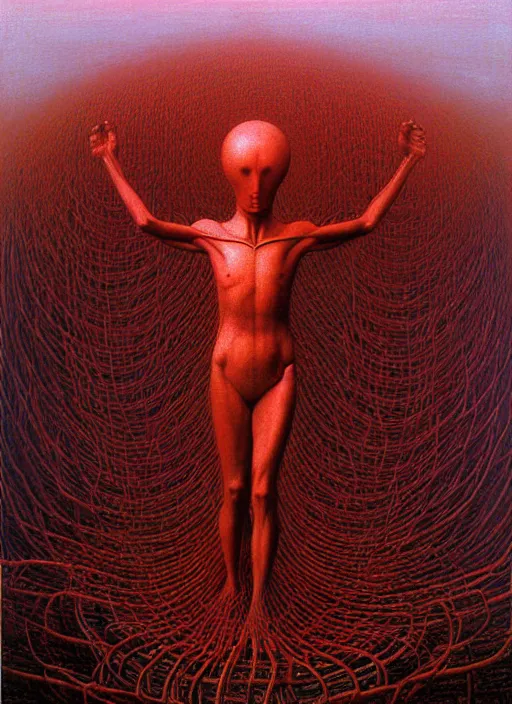 Image similar to a machine to become god highly detailed painting by zdzisław beksinski 8 k