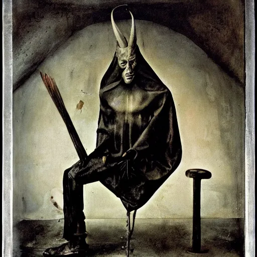 Image similar to portrait of the devil by hieronymus bosch, annie liebovitz, joel peter witkin,