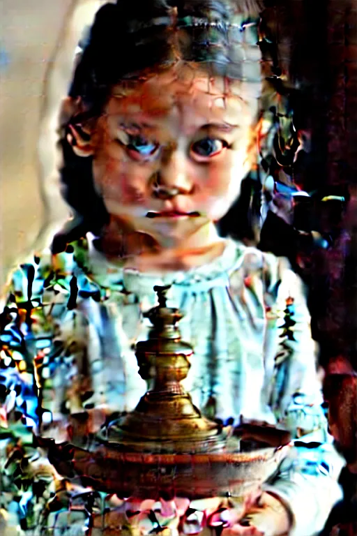 Image similar to a beautiful little girl holding a censer