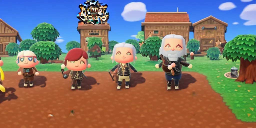 Image similar to geralt of rivia in animal crossing new horizons