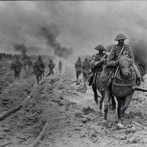 Prompt: 4k cinematic photograph Battle of the Somme 1916