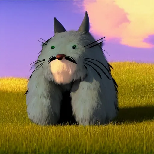 Image similar to guy with a furr creature, climatic atmosphere made by studio ghibli, smooth, detailed face,, beautiful scene, 8k, clear