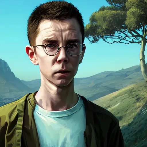 Image similar to highly detailed portrait malcolm in the middle tv, in gta v, stephen bliss, unreal engine, fantasy art by greg rutkowski, loish, rhads, ferdinand knab, makoto shinkai and lois van baarle, ilya kuvshinov, rossdraws, tom bagshaw, global illumination, radiant light, detailed and intricate environment