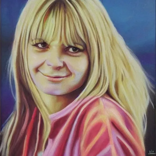 Image similar to gorgeous oil painting portrait of france gall, masterpiece, highly detailed