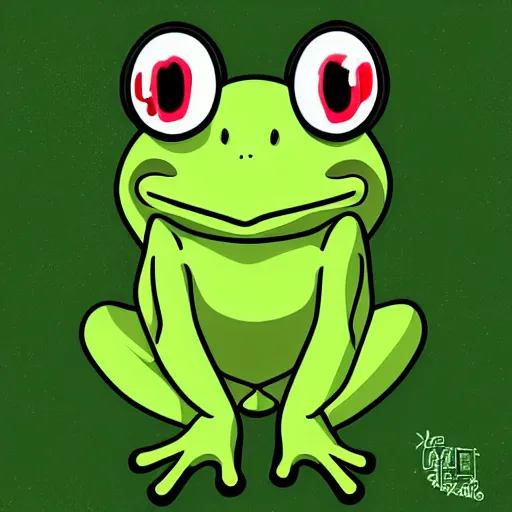 Image similar to cute anthro anime frog, digital art