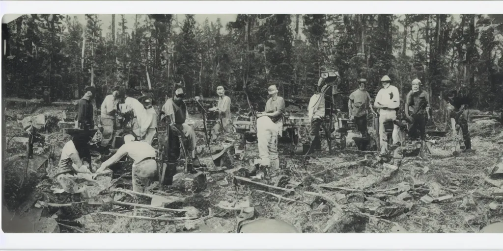 Prompt: polaroid of Archaeologists Finding a plane, high quality, award winning